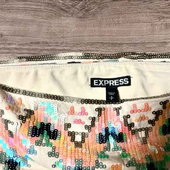 Like New- Express Small Multicolor Geometric Aztec Sequined Mini Skirt - Picture 2 of 2